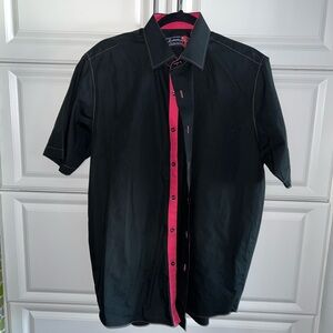 Men's Black and fuchsia Button-Up Shirt 17.5 neck custom made in Singapore